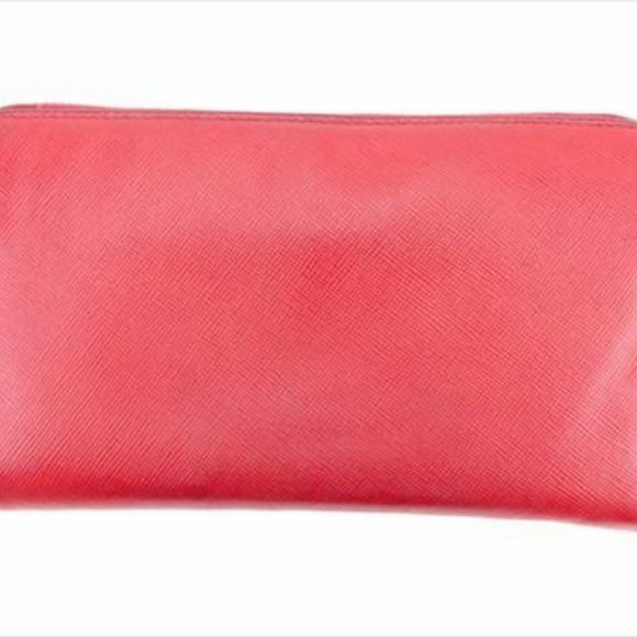 Prada Wallet Purse Logo Red Gold Saffiano leather Woman Authentic Used - Picture 2 of 7
